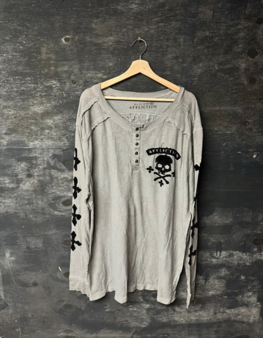 Affliction Gray button up long sleeve